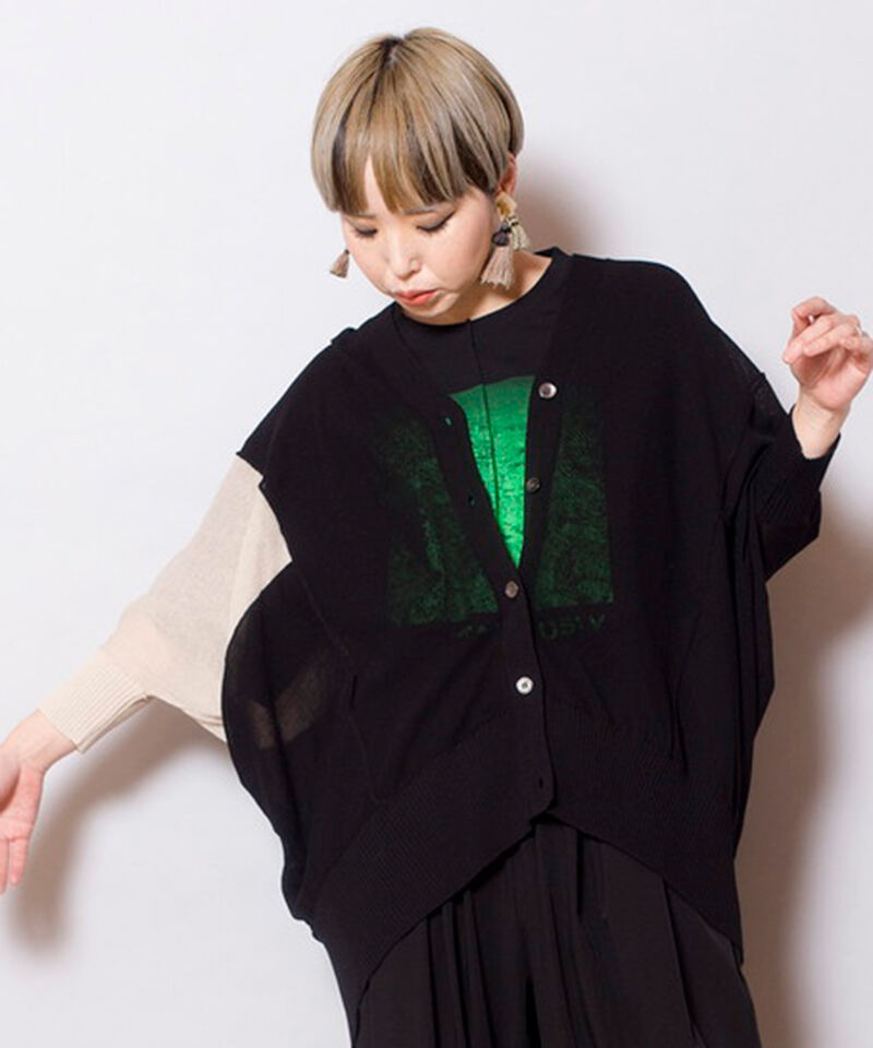  「切替ニットカーディガン」|ニット・セーター|BLACK