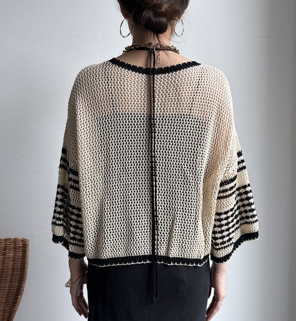  「【WEB限定】バイカラーメッシュカーディガン」|カーディガン|