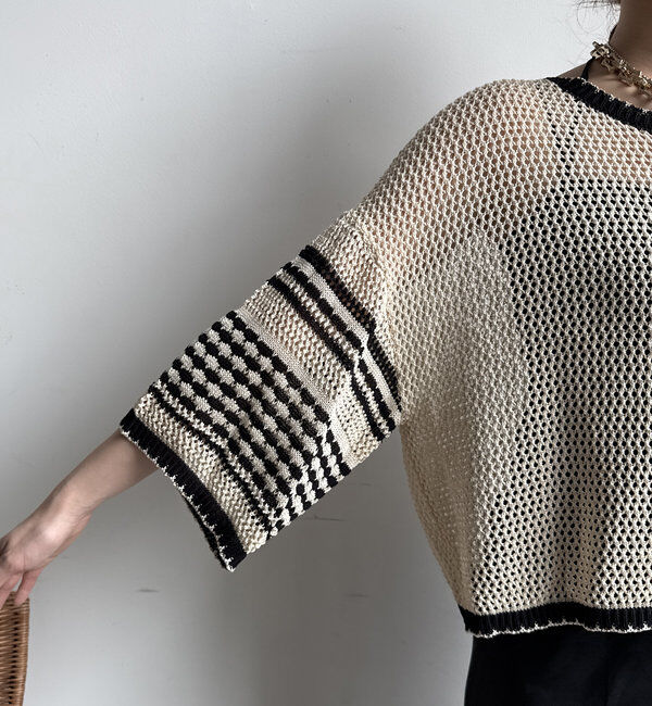  「【WEB限定】バイカラーメッシュカーディガン」|カーディガン|