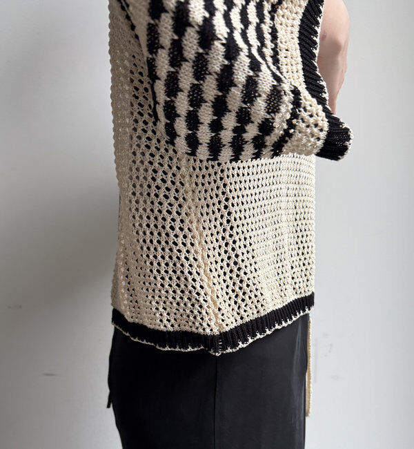  「【WEB限定】バイカラーメッシュカーディガン」|カーディガン|