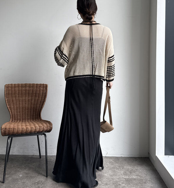  「【WEB限定】バイカラーメッシュカーディガン」|カーディガン|