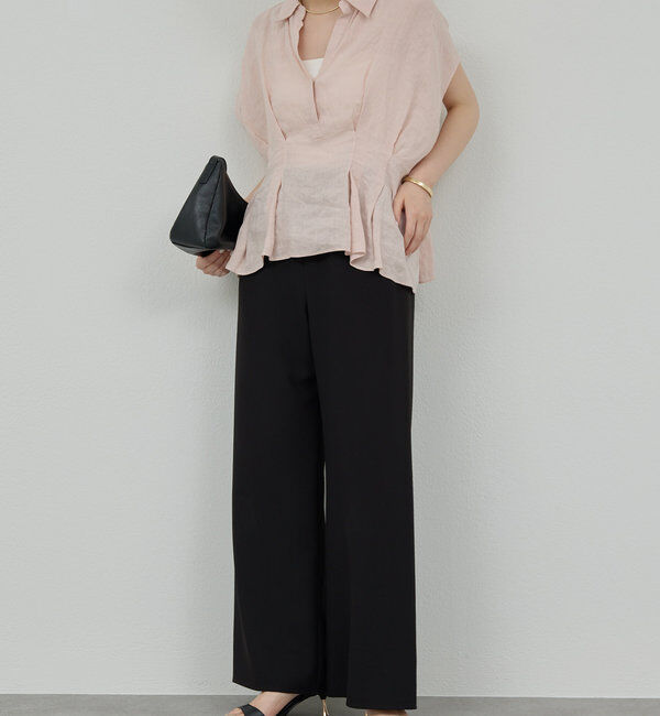  「【大人気ブラウスがリバイバル！】ハーフスリーブウエストシェイプシャツ」|シャツ・ブラウス|