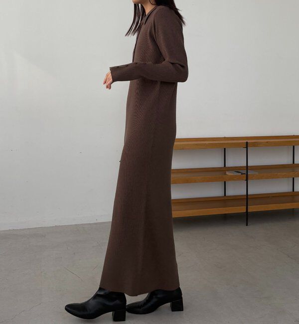  「【低身長サイズあり】襟ニットワンピース」|ワンピース|