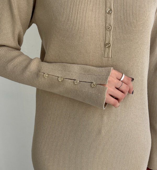  「【低身長サイズあり】襟ニットワンピース」|ワンピース|