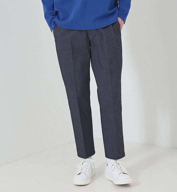 ABAHOUSE「【多機能/シェルタリングドライ】リネン混 イージー スラックス」|スラックス|インディゴ