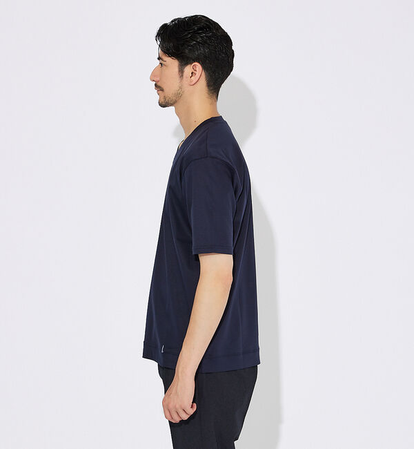ABAHOUSE「【コットンシルケット】ポンチ Vネック Tシャツ」|Tシャツ・カットソー|