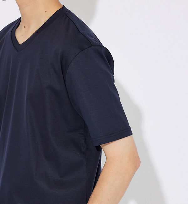 ABAHOUSE「【コットンシルケット】ポンチ Vネック Tシャツ」|Tシャツ・カットソー|