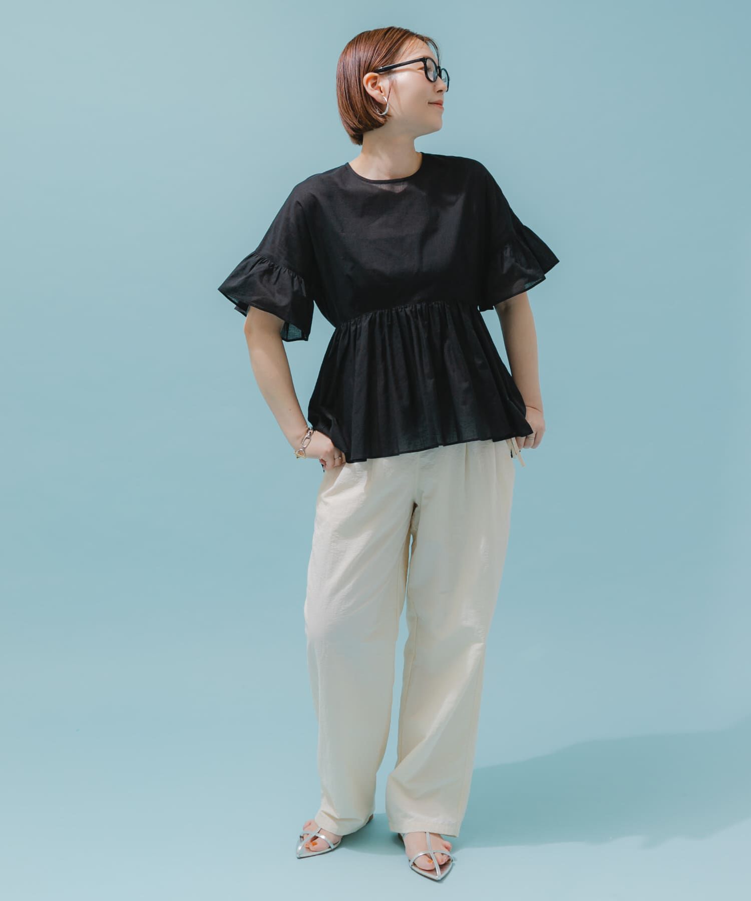 URBAN RESEARCH ROSSO「F by ROSSO　コットンボイル切替ギャザーブラウス」|シャツ・ブラウス|