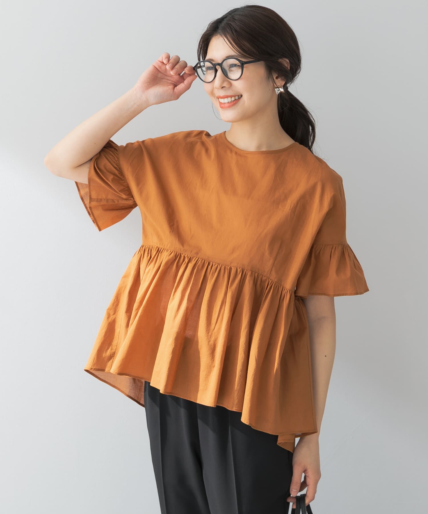 URBAN RESEARCH ROSSO「F by ROSSO　コットンボイル切替ギャザーブラウス」|シャツ・ブラウス|