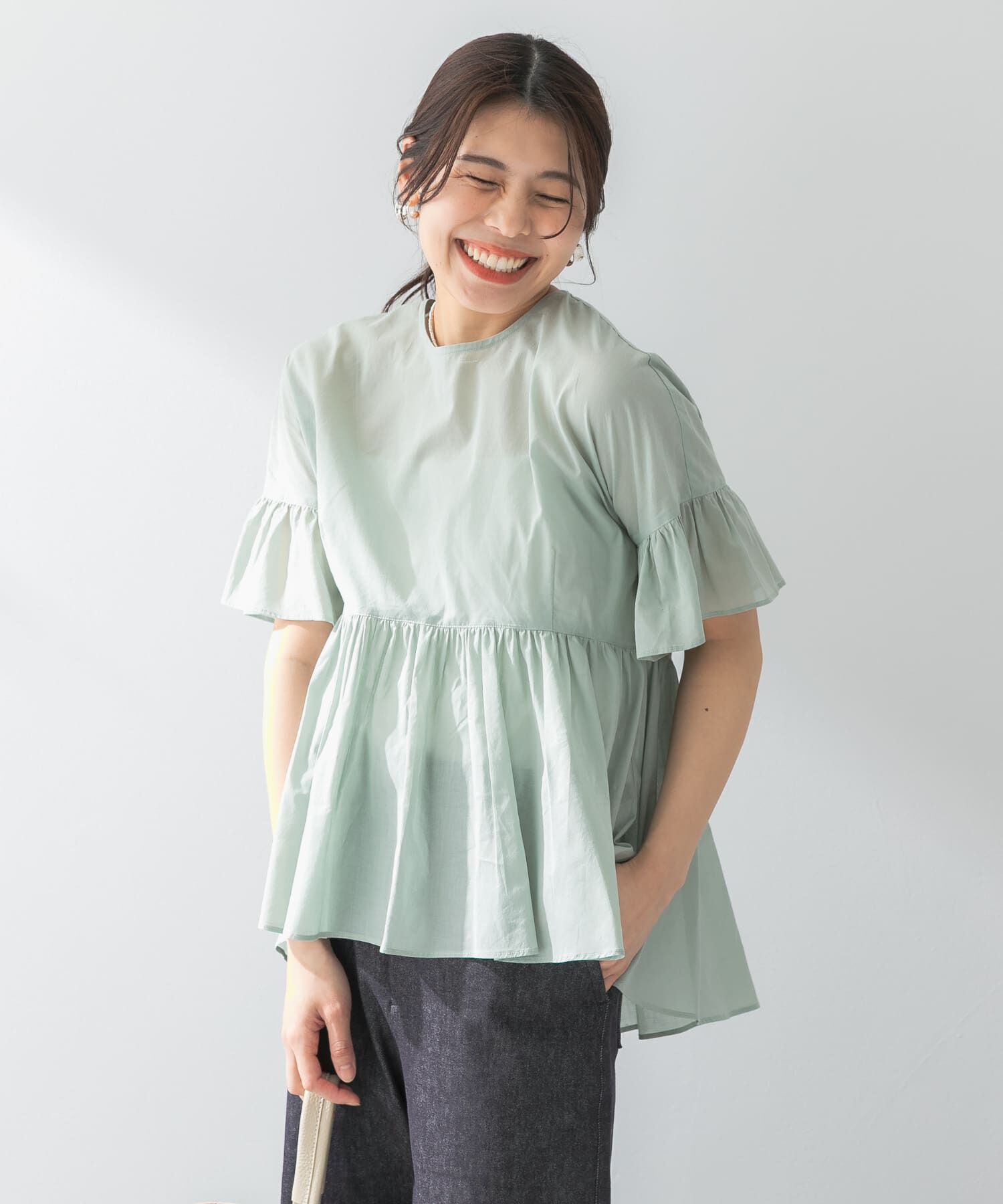 URBAN RESEARCH ROSSO「F by ROSSO　コットンボイル切替ギャザーブラウス」|シャツ・ブラウス|