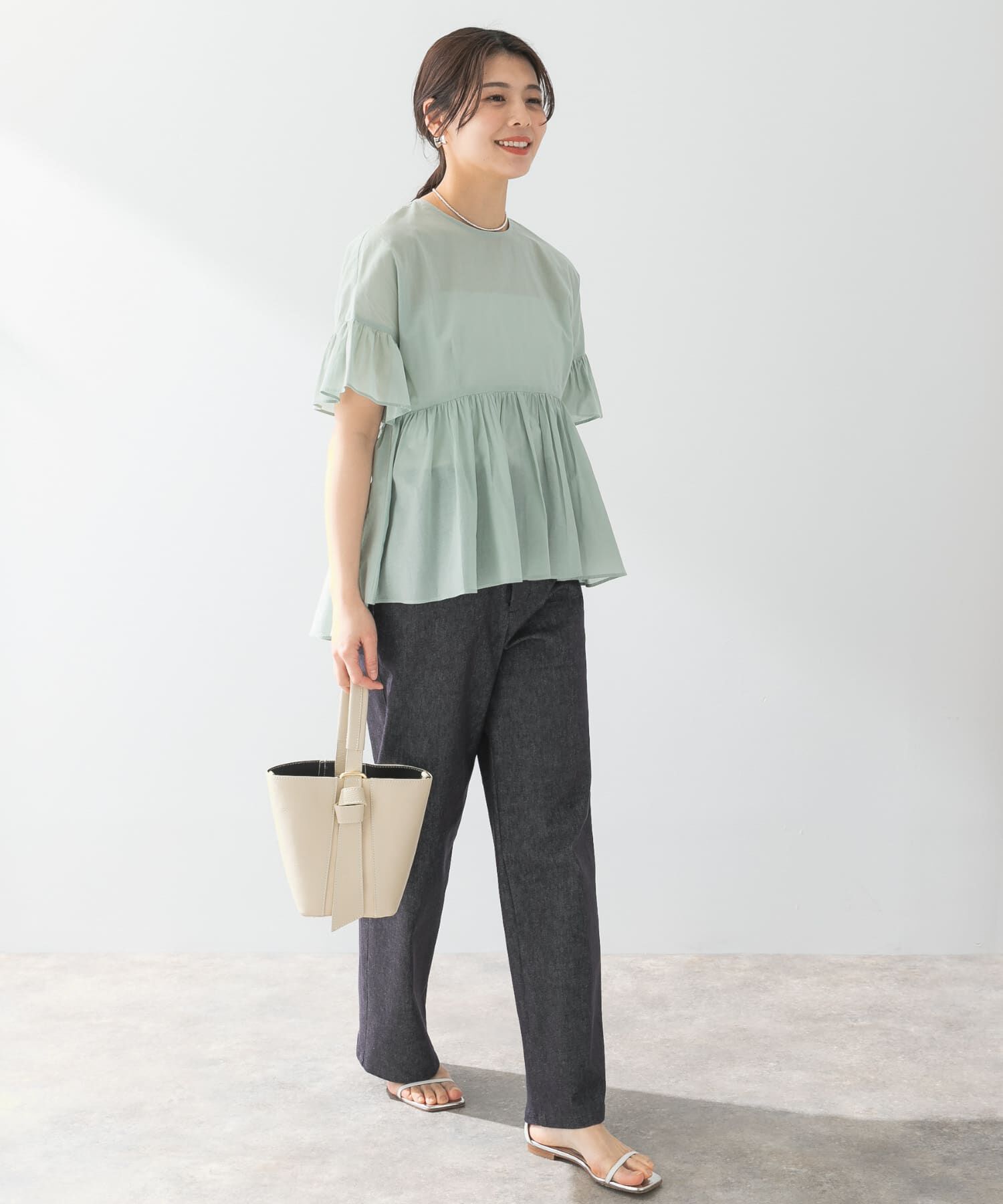 URBAN RESEARCH ROSSO「F by ROSSO　コットンボイル切替ギャザーブラウス」|シャツ・ブラウス|