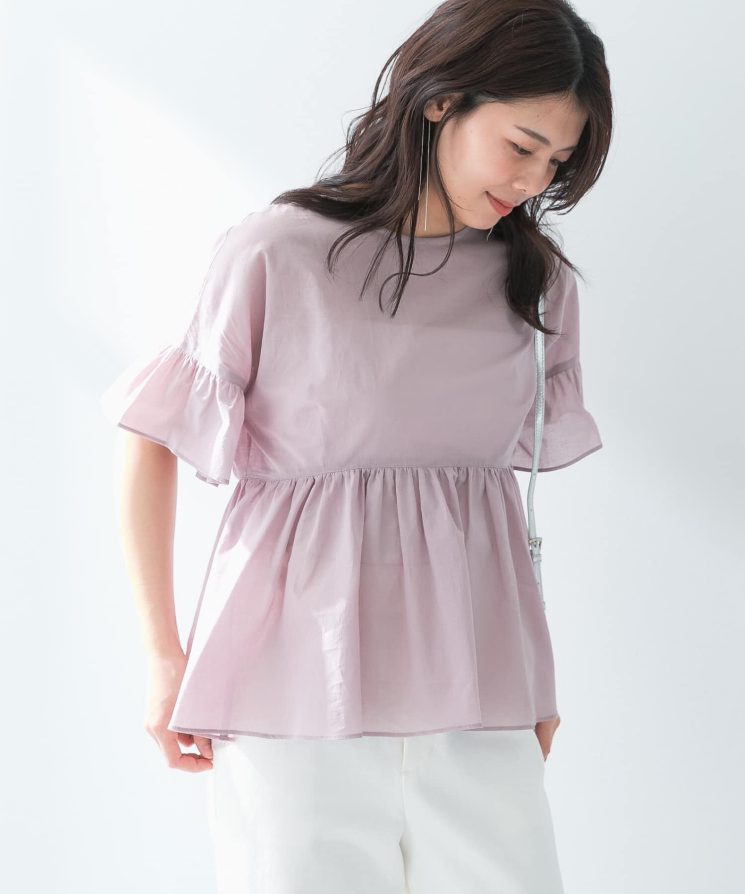 URBAN RESEARCH ROSSO「F by ROSSO　コットンボイル切替ギャザーブラウス」|シャツ・ブラウス|