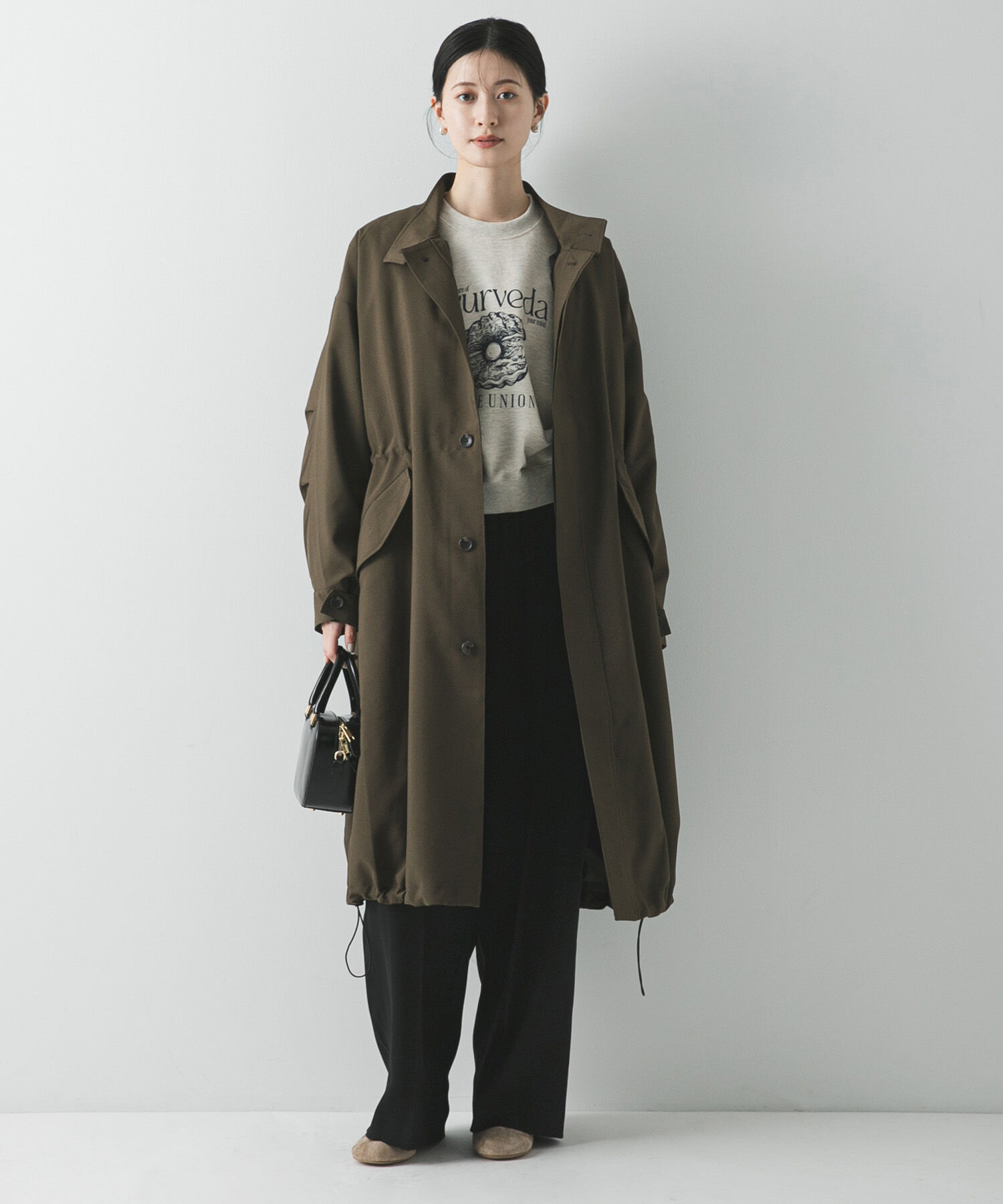 URBAN RESEARCH「『WEB限定』インナーダウン付スタンドカラーロングコート」|ノーカラーコート|