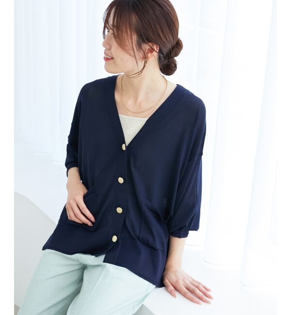 「《手洗い可能》ハイゲージVネックカーディガン」|カーディガン|