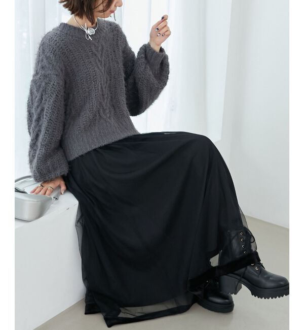 MAJESTICLEGON「ふわふわケーブルニット」|ニット・セーター|