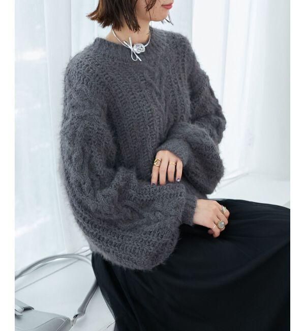 MAJESTICLEGON「ふわふわケーブルニット」|ニット・セーター|