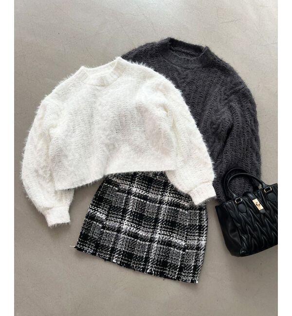 MAJESTICLEGON「ふわふわケーブルニット」|ニット・セーター|