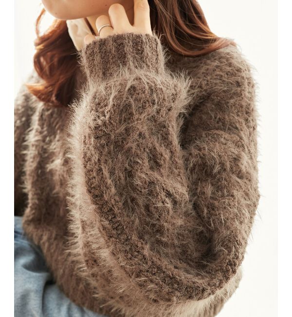 MAJESTICLEGON「ふわふわケーブルニット」|ニット・セーター|モカ