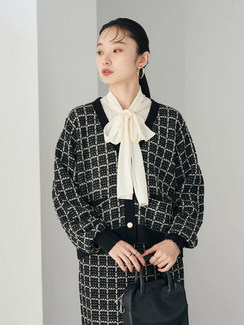 earth music&ecology「ニットツイードカーディガン」|カーディガン|