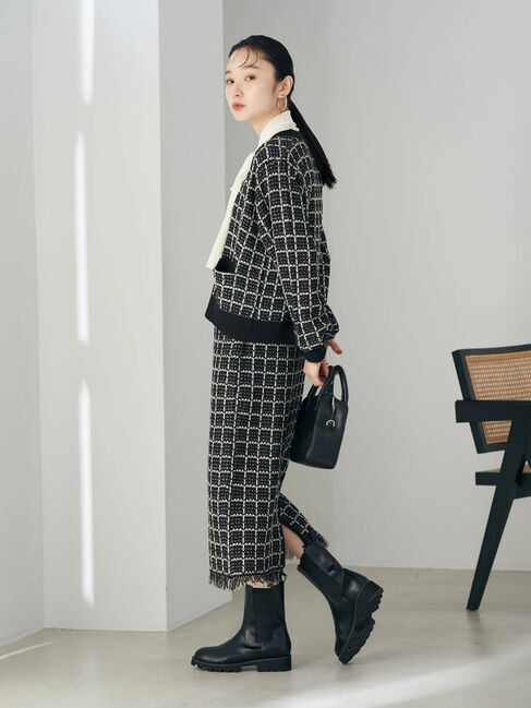 earth music&ecology「ニットツイードカーディガン」|カーディガン|