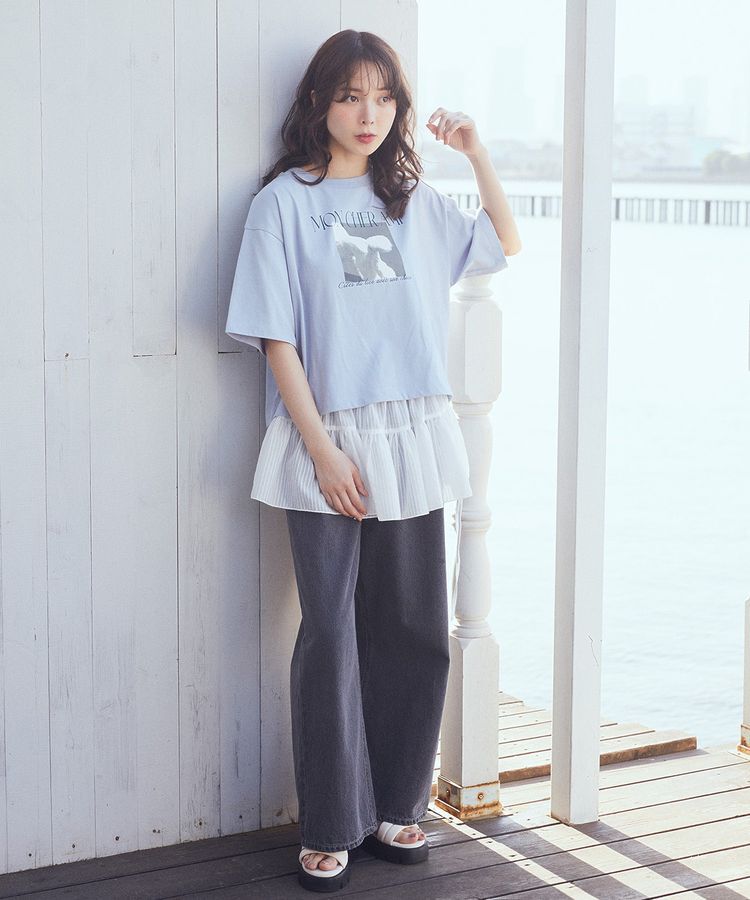 earth music&ecology「ワンポイントロゴ刺繍デニムパンツ」|デニム|