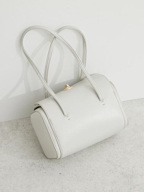  「・Cu-shut ミニボストン」|ハンドバッグ|ライトグレー