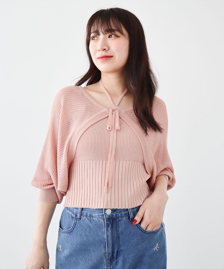 Green Parks「・swing　by　SET2点ニットボレロ&ニットキャミ」|カーディガン|Pink