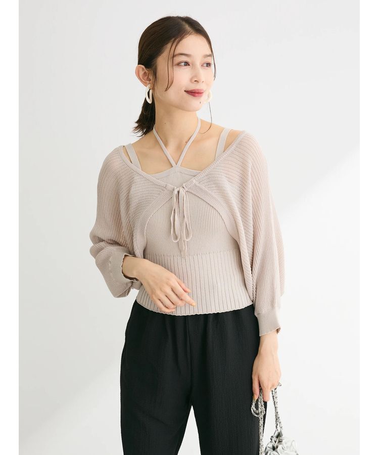 Green Parks「・swing　by　SET2点ニットボレロ&ニットキャミ」|カーディガン|Gray Beige