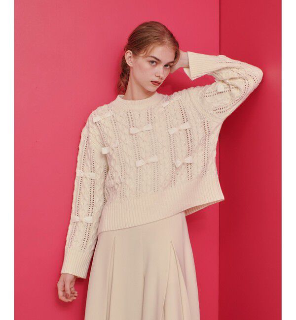 LOULOU WILLOUGHBY「【LOULOU WILLOUGHBY】ベロアリボンプルオーバー」|ニット・セーター|