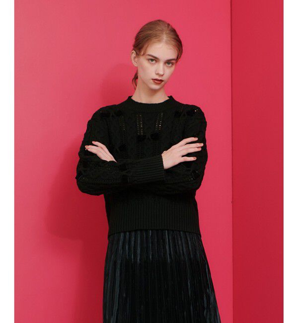 LOULOU WILLOUGHBY「【LOULOU WILLOUGHBY】ベロアリボンプルオーバー」|ニット・セーター|