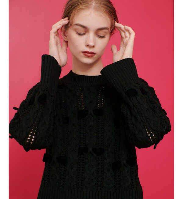 LOULOU WILLOUGHBY「【LOULOU WILLOUGHBY】ベロアリボンプルオーバー」|ニット・セーター|