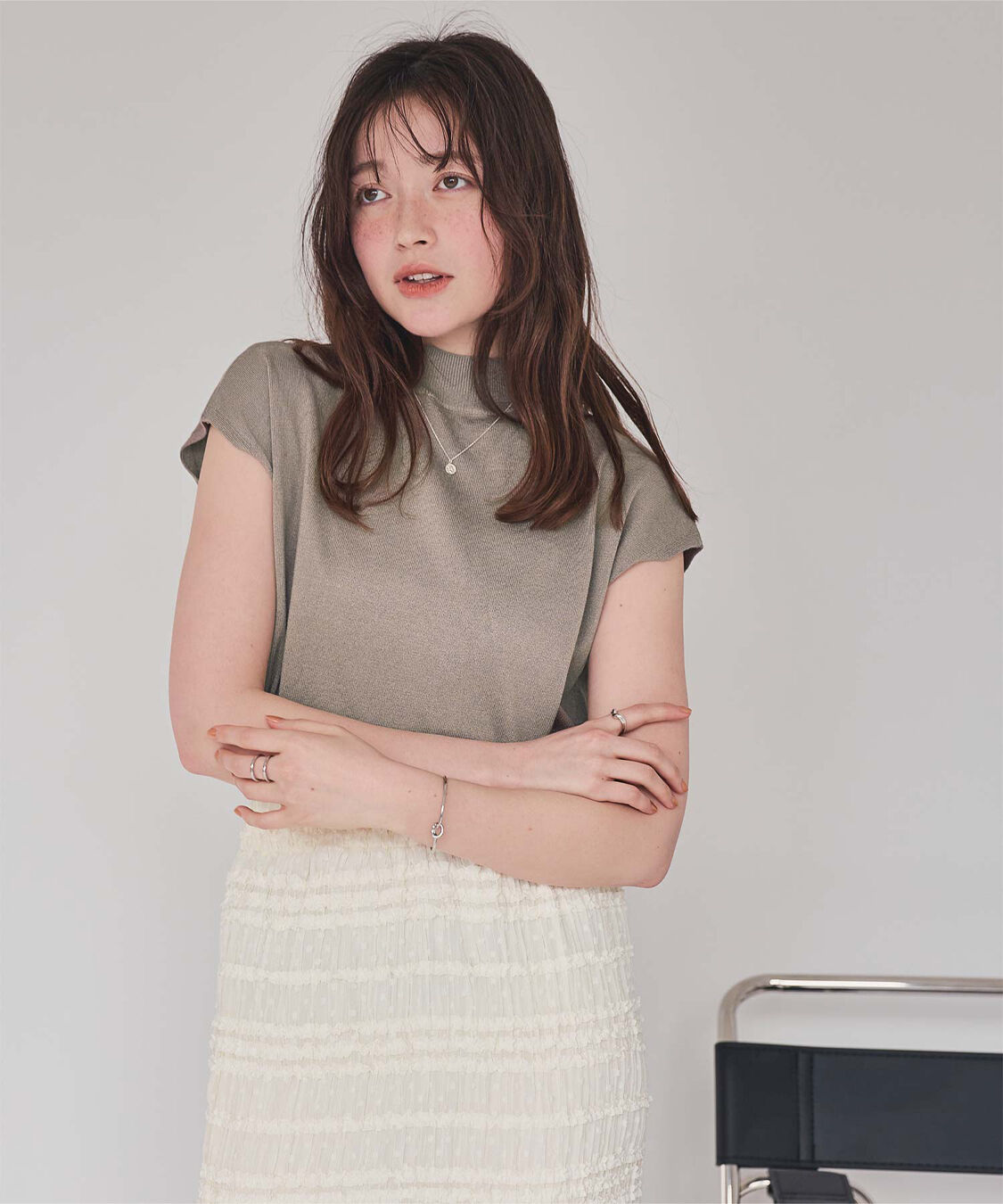 titivate「ベーシックフレンチスリーブライトニット」|ニット・セーター|