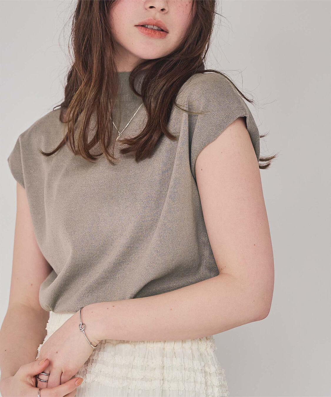 titivate「ベーシックフレンチスリーブライトニット」|ニット・セーター|