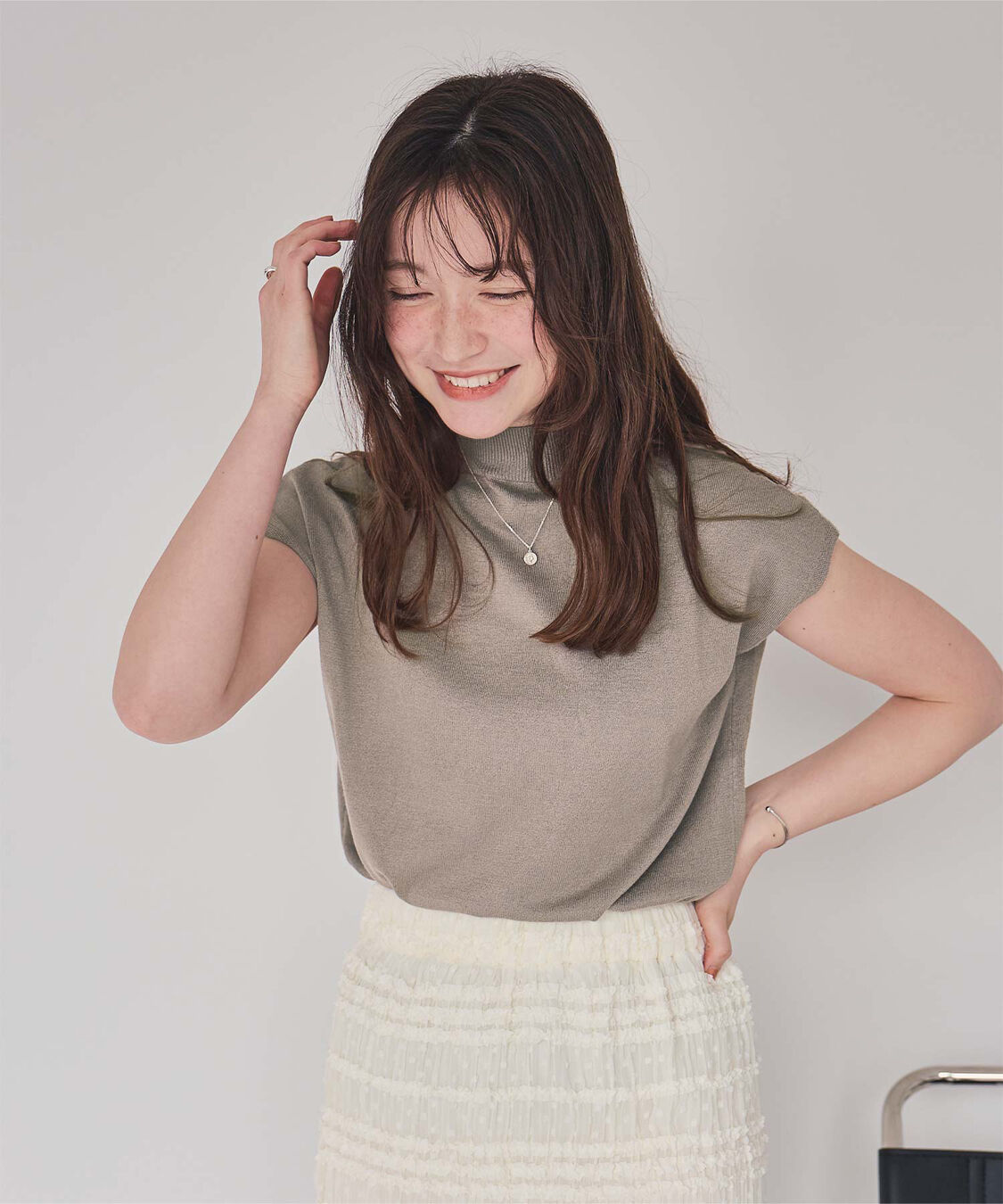 titivate「ベーシックフレンチスリーブライトニット」|ニット・セーター|