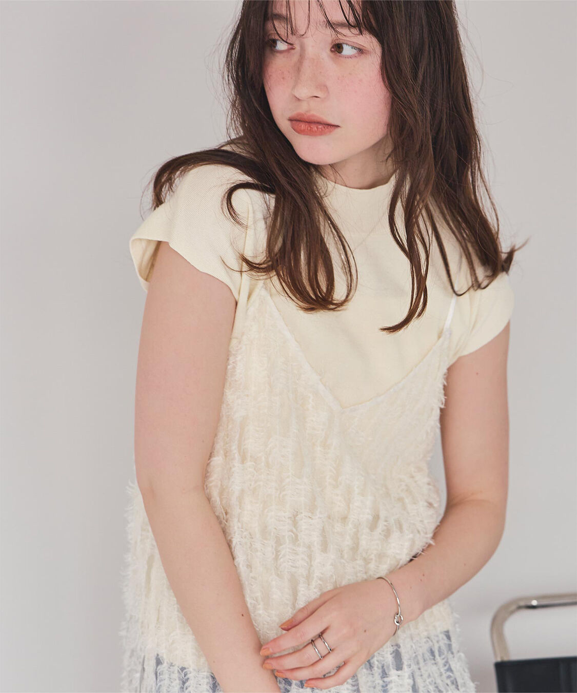 titivate「ベーシックフレンチスリーブライトニット」|ニット・セーター|