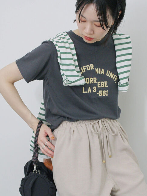 Samansa Mos2 blue「リメイク風Tシャツ」|Tシャツ・カットソー|