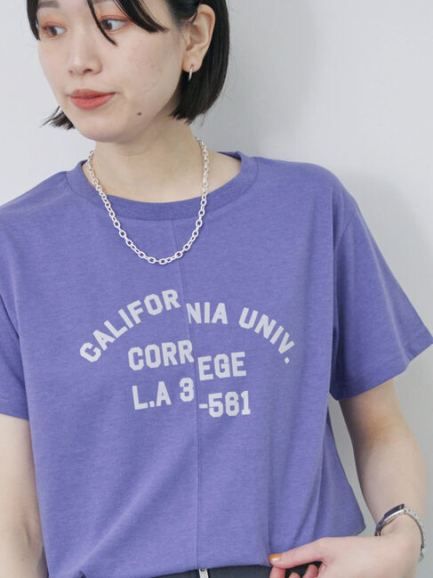 Samansa Mos2 blue「リメイク風Tシャツ」|Tシャツ・カットソー|