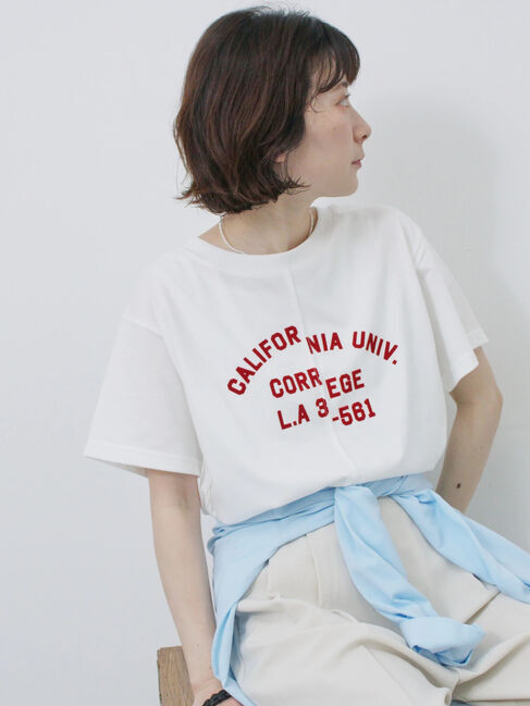 Samansa Mos2 blue「リメイク風Tシャツ」|Tシャツ・カットソー|