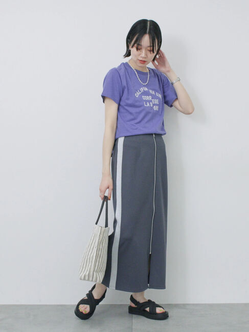 Samansa Mos2 blue「リメイク風Tシャツ」|Tシャツ・カットソー|