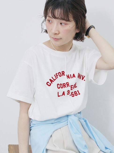Samansa Mos2 blue「リメイク風Tシャツ」|Tシャツ・カットソー|