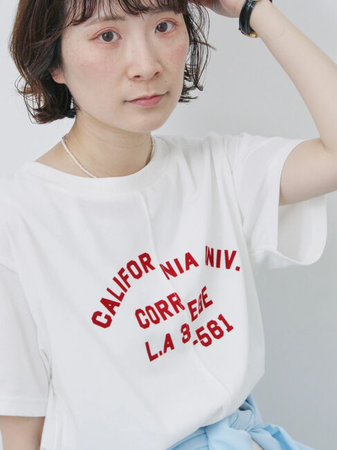 Samansa Mos2 blue「リメイク風Tシャツ」|Tシャツ・カットソー|