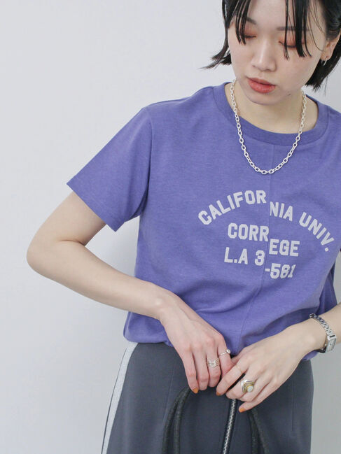 Samansa Mos2 blue「リメイク風Tシャツ」|Tシャツ・カットソー|パープル