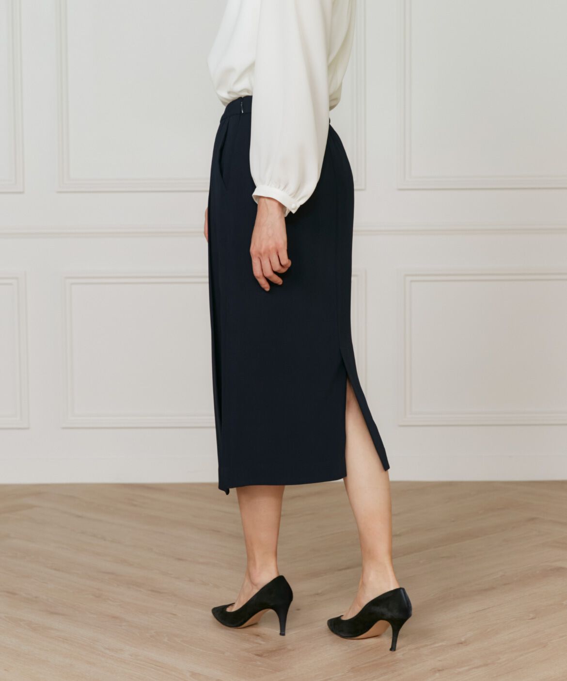 INED「アシンメトリータックスカート」|タイト|