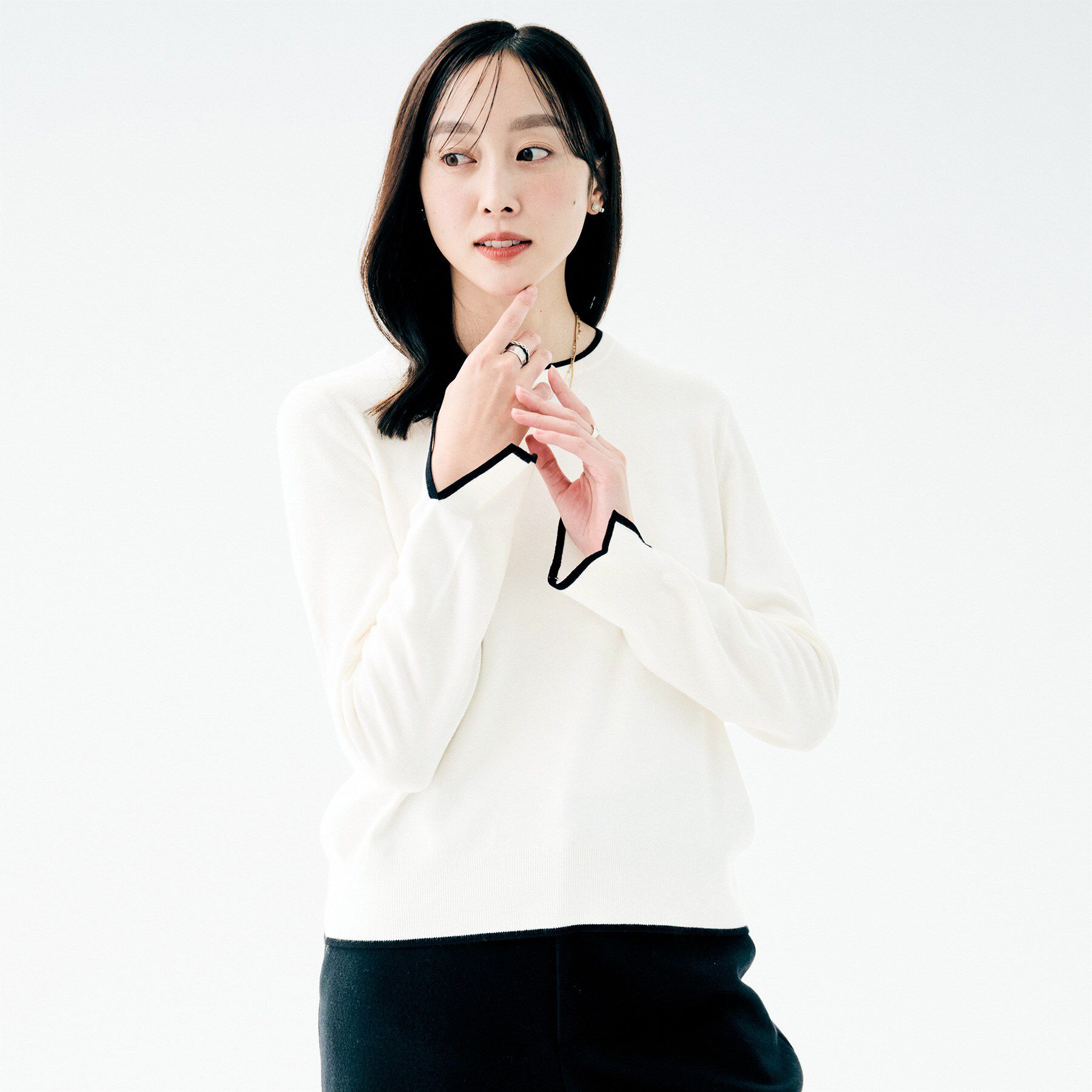 UNTITLED「【アンサンブル可/洗える】ウォームスパン プルオーバー」|ニット・セーター|オフホワイト(503