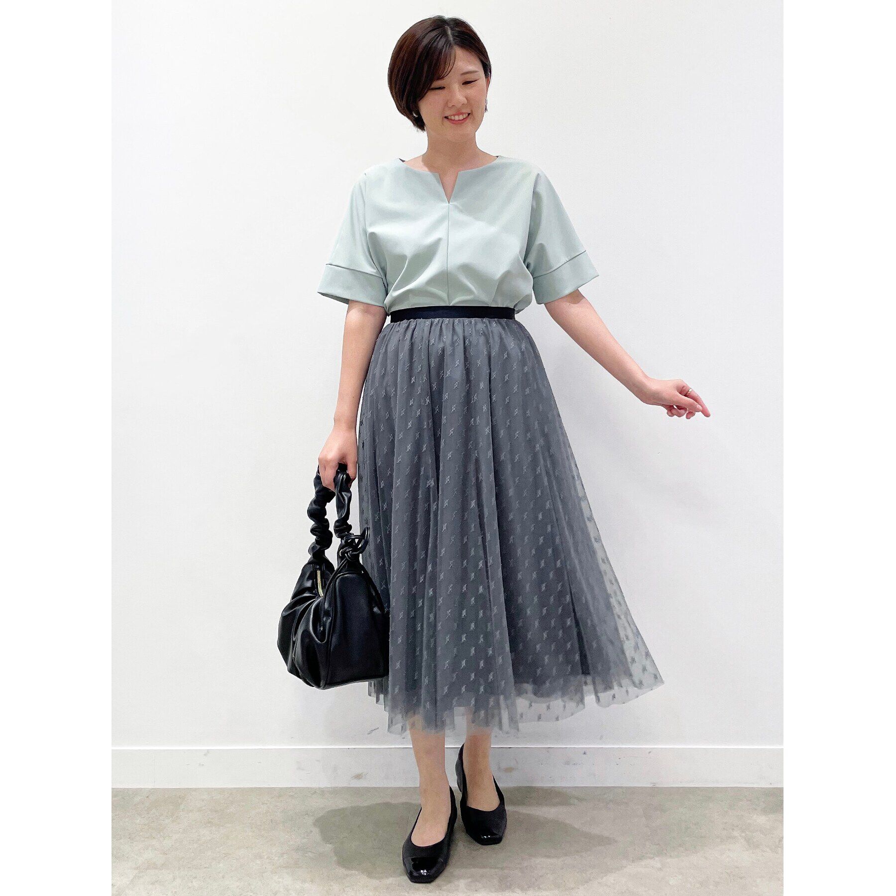 Reflect「【人気♪／手洗い可／ウエスト総ゴム】幾何柄チュールスカート」|スカート|