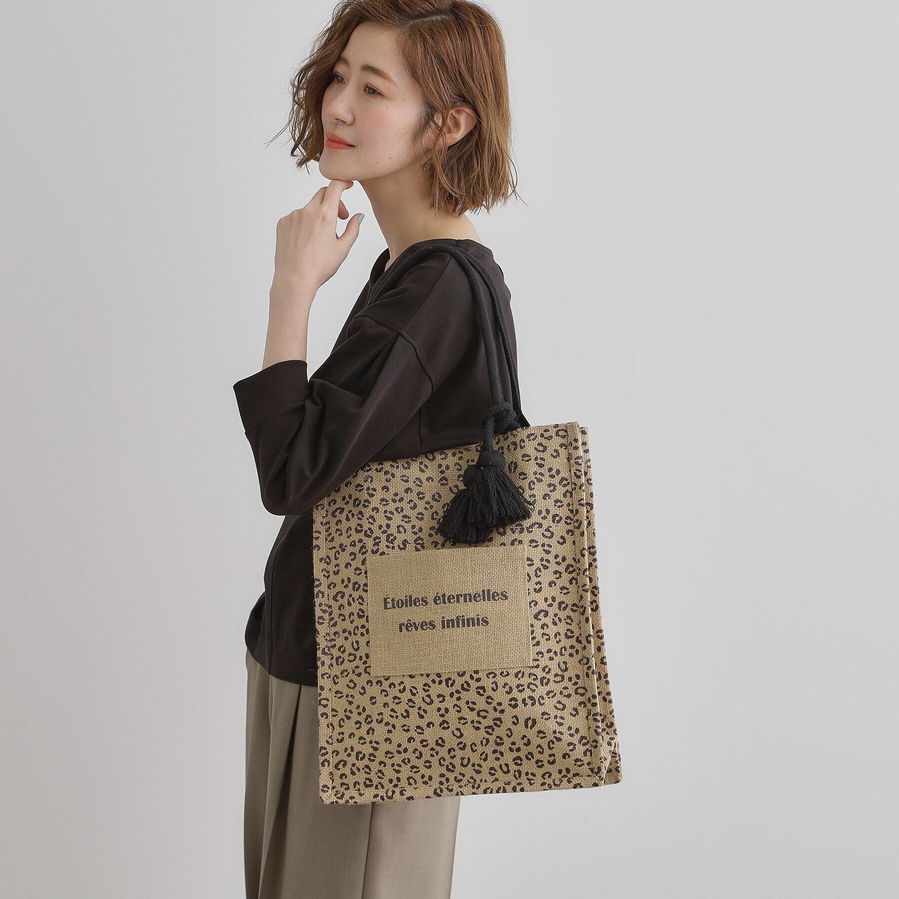 grove「タテA4ジュートタッセルトート」|トートバッグ|