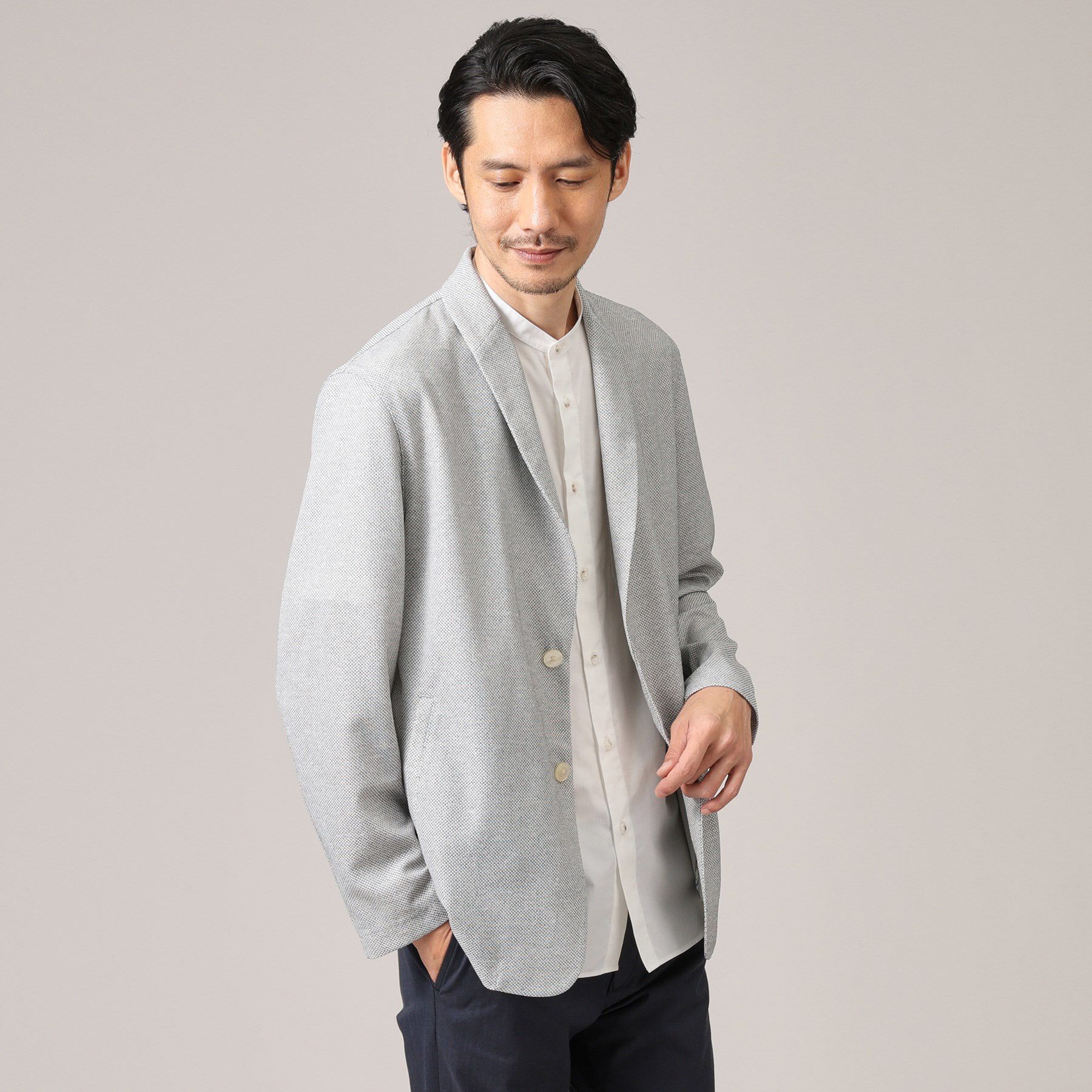 TAKEO KIKUCHI「【抗菌防臭/尾州織】ドビーメッシュ ショールカラー カーディガン」|カーディガン|