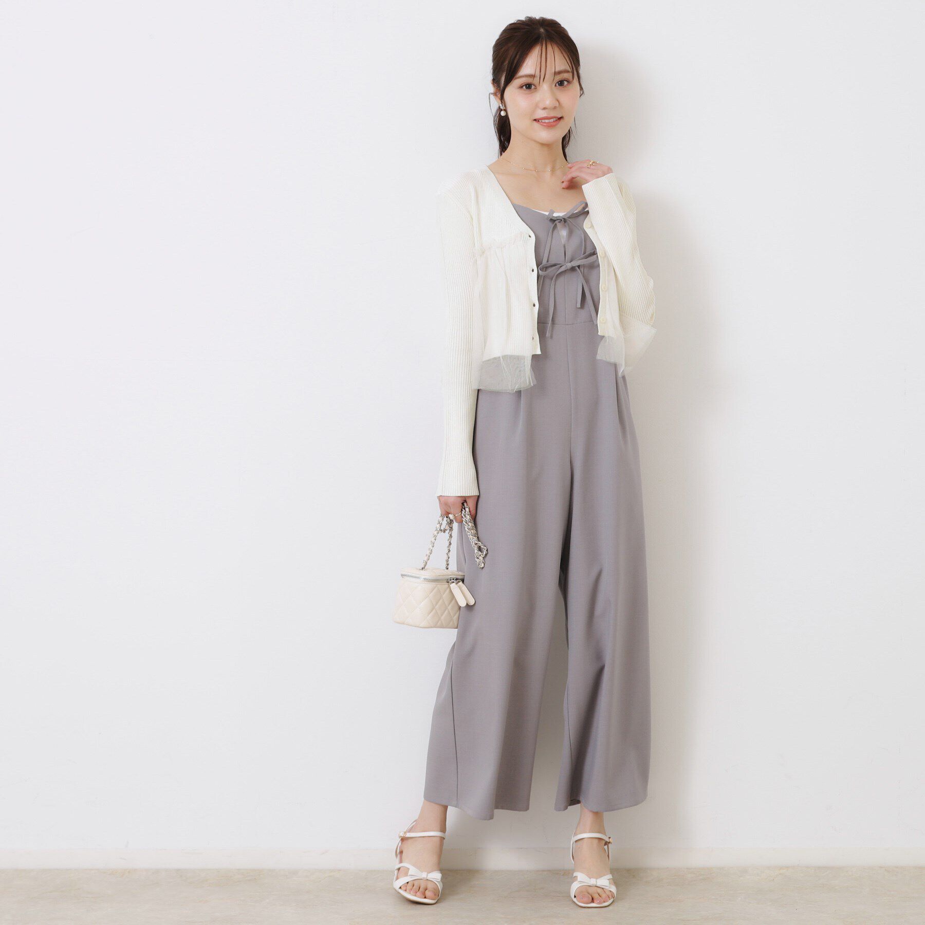 Couture broach「チュールフリル付Vネックカーディガン」|カーディガン|