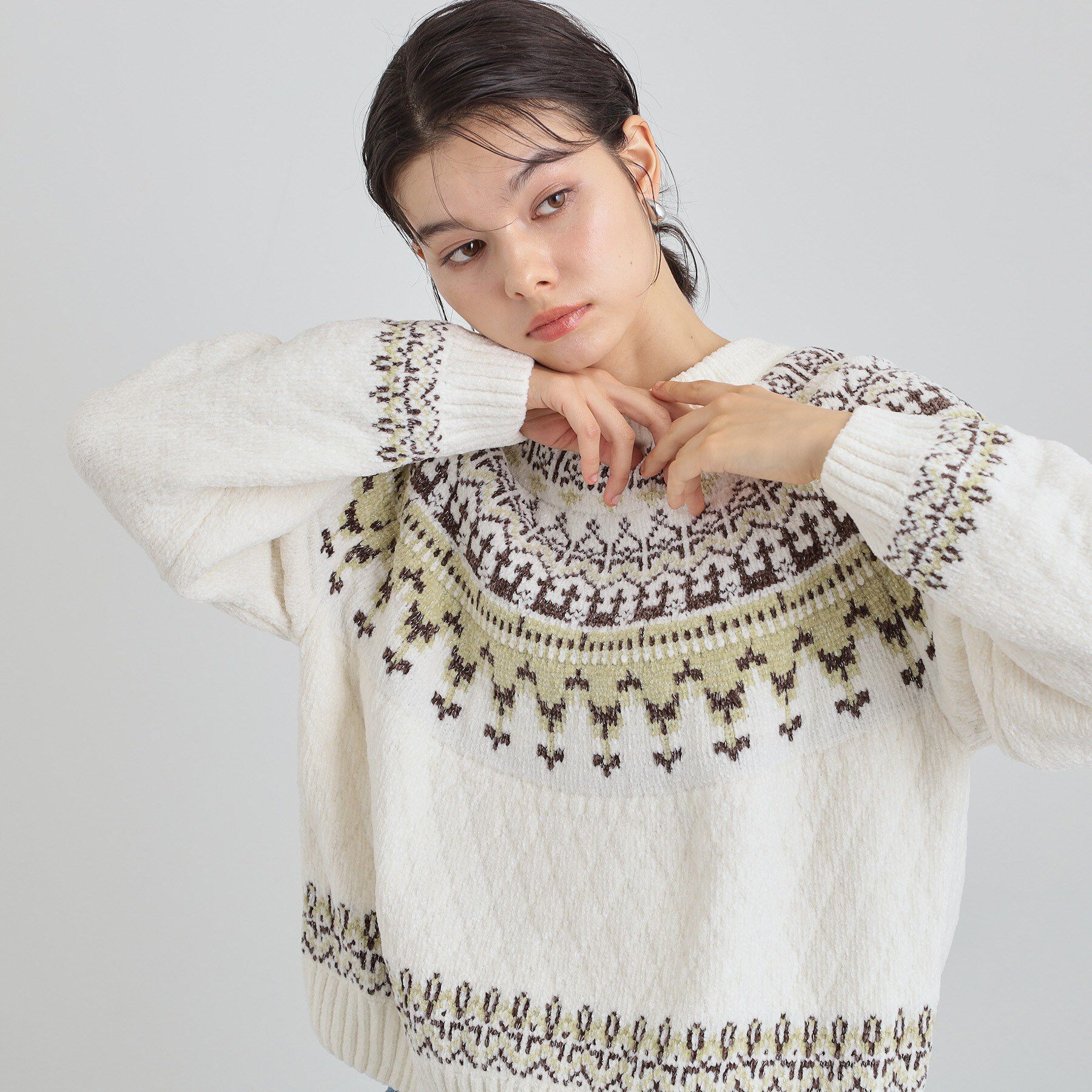 THE SHOP TK「上品さと少しの遊び心を モール求心柄ニット」|ニット・セーター|