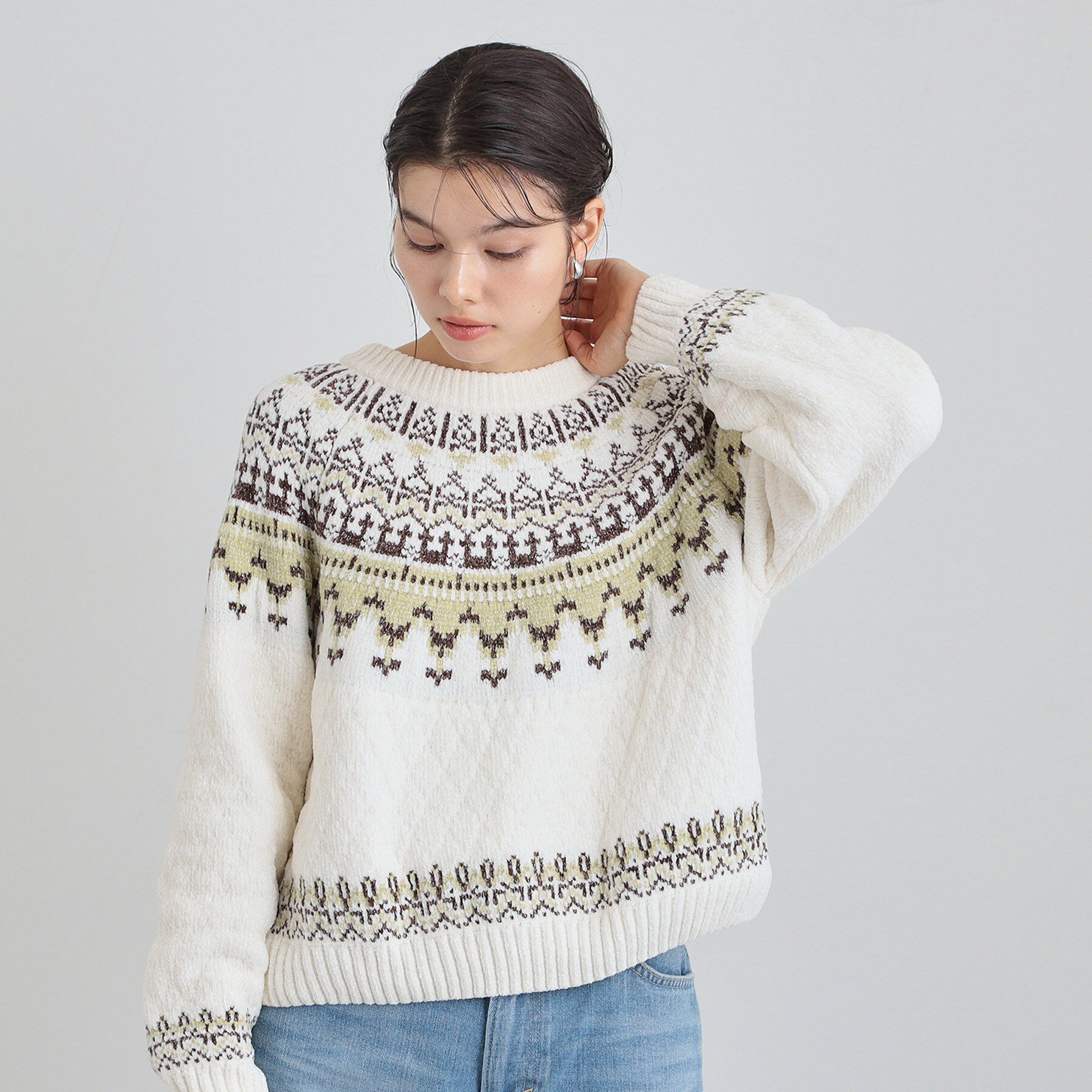 THE SHOP TK「上品さと少しの遊び心を モール求心柄ニット」|ニット・セーター|